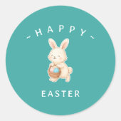 Bunny Happy Easter Round Stickers (Devant)
