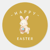 Bunny Happy Easter Round Stickers (Devant)