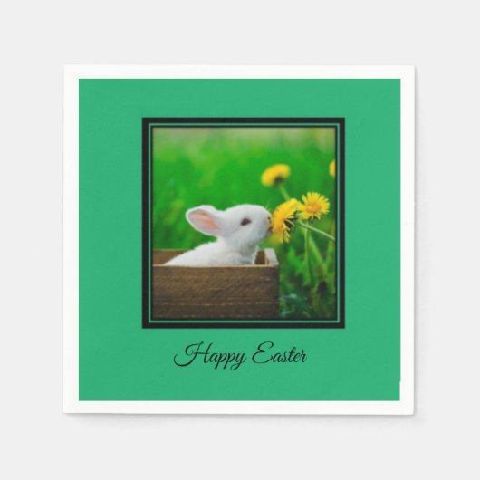 Bunny Happy Paaster Napkins Servet (Voorkant)