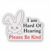 Bunny Hard of Hearing Sticker (Voorkant)