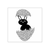 Bunny Hatching from Egg Weird Wood Art Stamp Rubberstempel (Afrduk)
