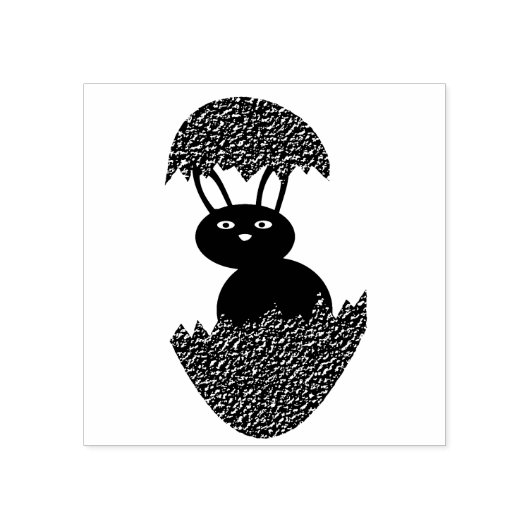 Bunny Hatching from Egg Weird Wood Art Stamp Rubberstempel (Afrduk)
