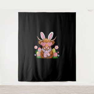 Bunny Highland Koe Paashouder Vrouwen Kinder Paasd Wandkleed