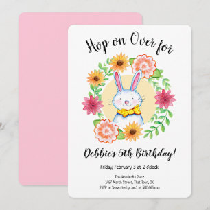 Bunny Hop over pastel Birthday Kaart