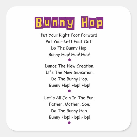 Bunny Hop Tekst Stickers (Voorkant)
