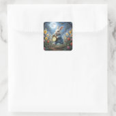 Bunny Hopping With an Alarm Clock Vierkante Sticker (Tas)