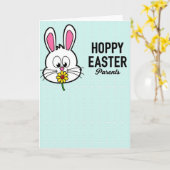 Bunny Hoppy Easter Parents Card Kaart (Gele Bloem)
