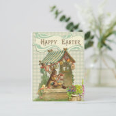 Bunny House Happy Easter Briefkaart (Staand voorkant)
