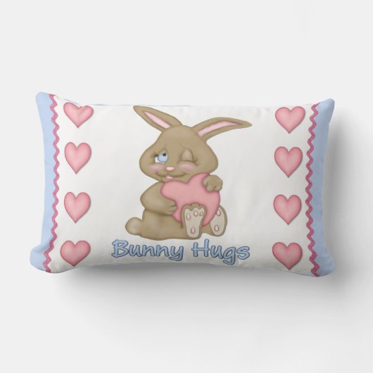 Bunny Hugs Blue Kussen (Voorkant)