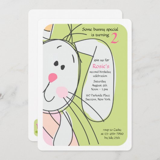 Bunny Huid-en-Seek Uitnodiging (Voorkant / Achterkant)