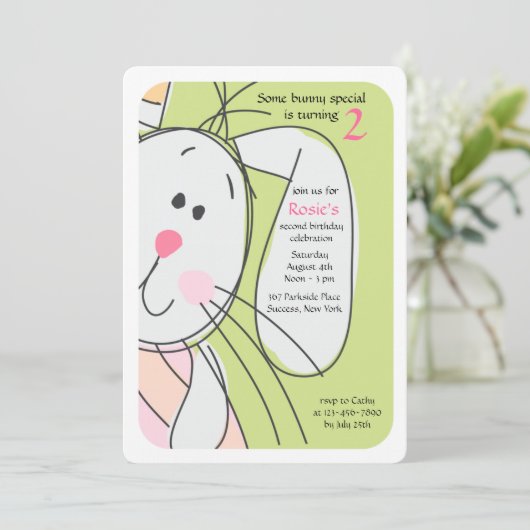 Bunny Huid-en-Seek Uitnodiging (Staand voorkant)