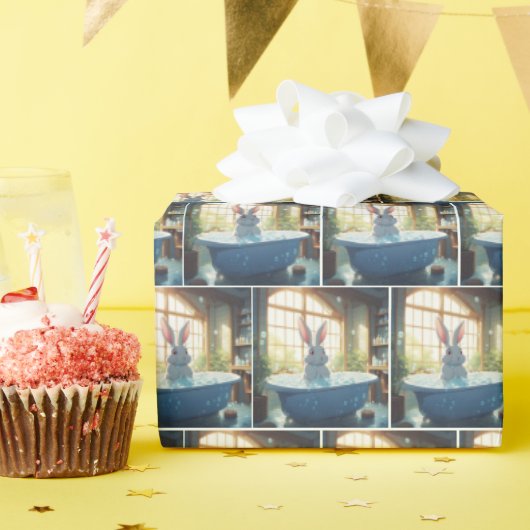 Bunny in bubbelbad cadeaupapier (Verjaardagsfeest)