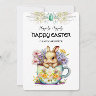 Bunny in Cup Kleindochter Paasvakantie Kaart