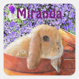Bunny in de bloempotten Personaliseerbare sticker