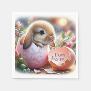 Bunny in een decoratief ei met bloemen servet