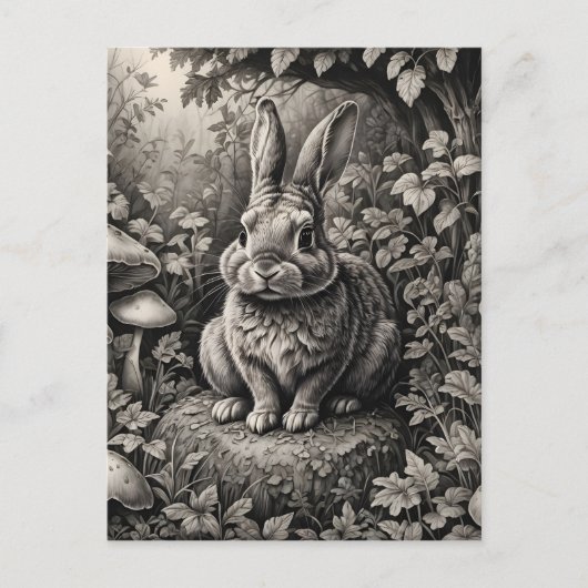 Bunny in een paddenstoelentuin briefkaart (Voorkant)