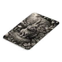 Bunny in een paddenstoelentuin