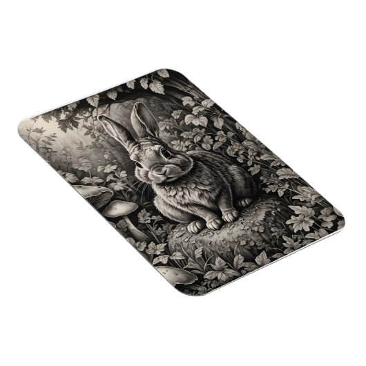 Bunny in een paddenstoelentuin magneet (Rechterzijde)