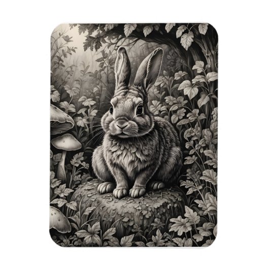 Bunny in een paddenstoelentuin magneet (Verticaal)