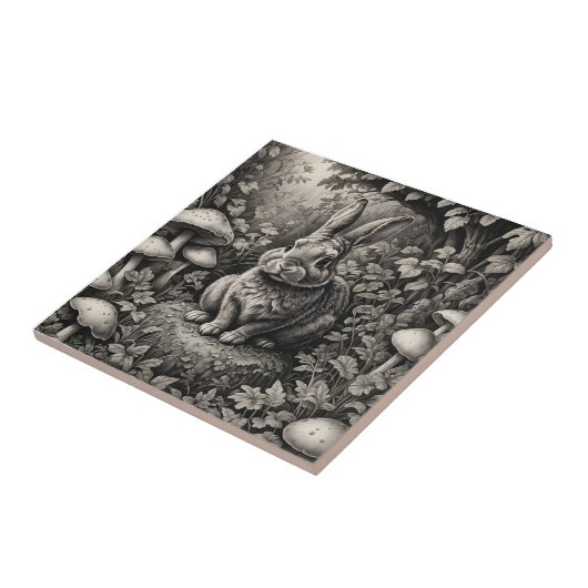 Bunny in een paddenstoelentuin tegeltje (Zijkant)