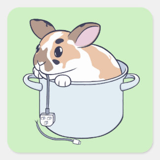 Bunny in een stoofpot! vierkante sticker
