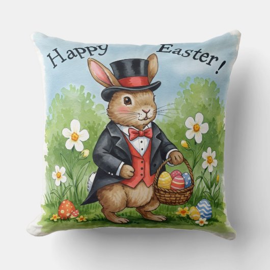 Bunny in een Tailcoat en Top Hat Kussen (Voorkant)