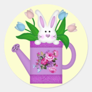 Bunny in een watering kunnen stickers