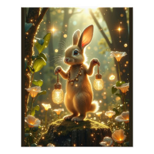 Bunny in het betoverde bos foto afdruk
