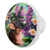 Bunny in Iris Drawer Knob Keramische Knop (Rechts)