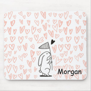 Bunny in Love   Monogram Mousepad Muismat