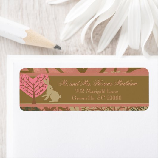 Bunny in Magic Forest Custom Adresetiketten Etiket (Insitu)