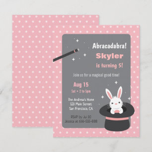 Bunny in Pet Polka Dots Magic Birthday Party Kaart