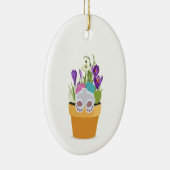 Bunny in pot met grassen, bloemen. keramisch ornament (Rechts)