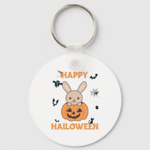 Bunny in Pumpkin Cute Bunnies Happy Halloween Sleutelhanger