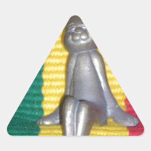 Bunny in Rasta Kleuren: Een vleugje Groovy Art Pri Driehoek Sticker
