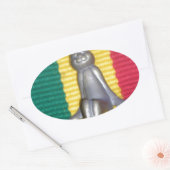 Bunny in Rasta Kleuren: Een vleugje Groovy Art Pri Ovale Sticker (Envelop)