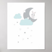 Bunny in the Sky Moon & Stars Nursery Decor Poster (Devant)