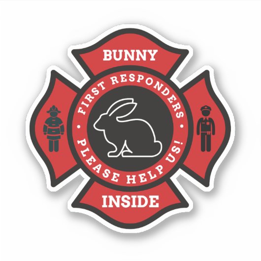 Bunny Inside Pet Alert voor Brandweer Sticker (Voorkant)