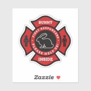 Bunny Inside Pet Alert voor Brandweer Sticker
