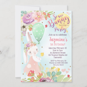 Bunny Invitation Anniversaire Floral Bunny Invitat