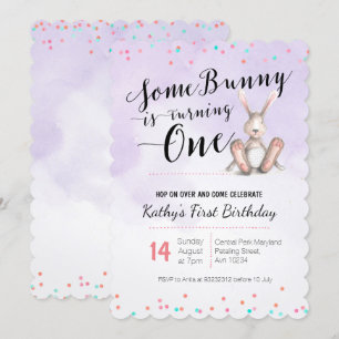 Bunny Invitation Anniversaire PURPLE