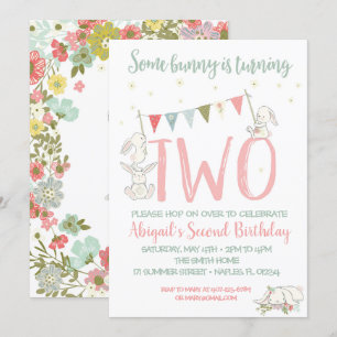 Bunny Invitation Bunny Birthday Invitation Kaart