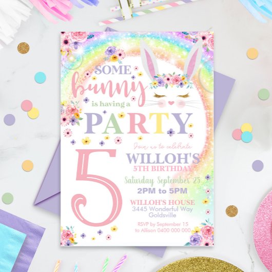 Bunny Invitation Rainbow Bunny Invitation Un lapin