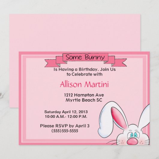 Bunny Invitations de fête d'anniversaire (Devant / Derrière)