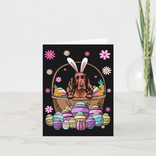 Bunny Irish Setter Dog Happy Easter Day Lover Egg Kaart (Voorkant)