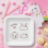 Bunny is 고 워 요. Bedankt Bow (Koreaans) Papieren Bordje (Feest)