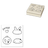 Bunny is 고 워 요. Bedankt Bow (Koreaans) Rubberstempel (Gestempeld)