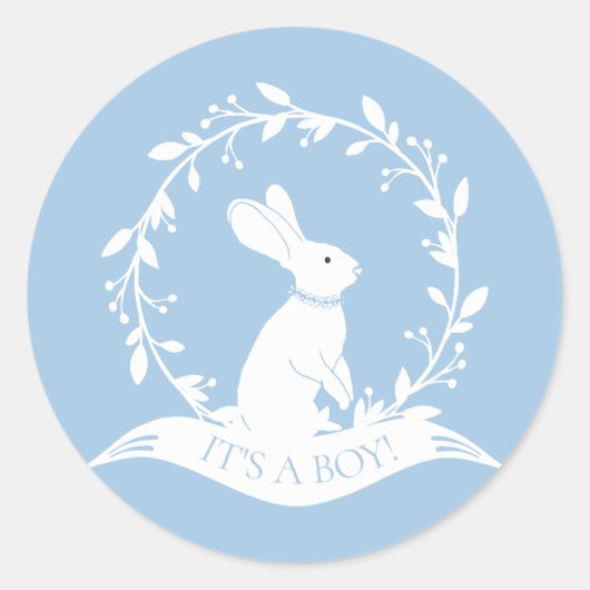 Bunny It'a Boy Faveur Sticker (Devant)