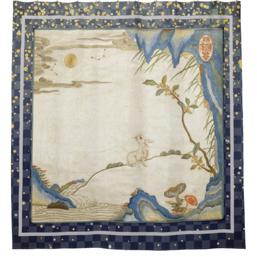 BUNNY JAPONAIS REGARDANT LE rideau DE DOUCHE DE LU (Devant)