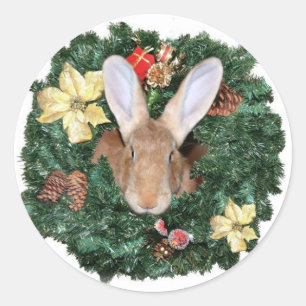 Bunny kerst ronde sticker